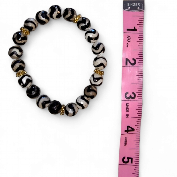 Tibetan Black & White Zebra Agate Stones - Set Of 4 Bracelets - Picture 12 of 12